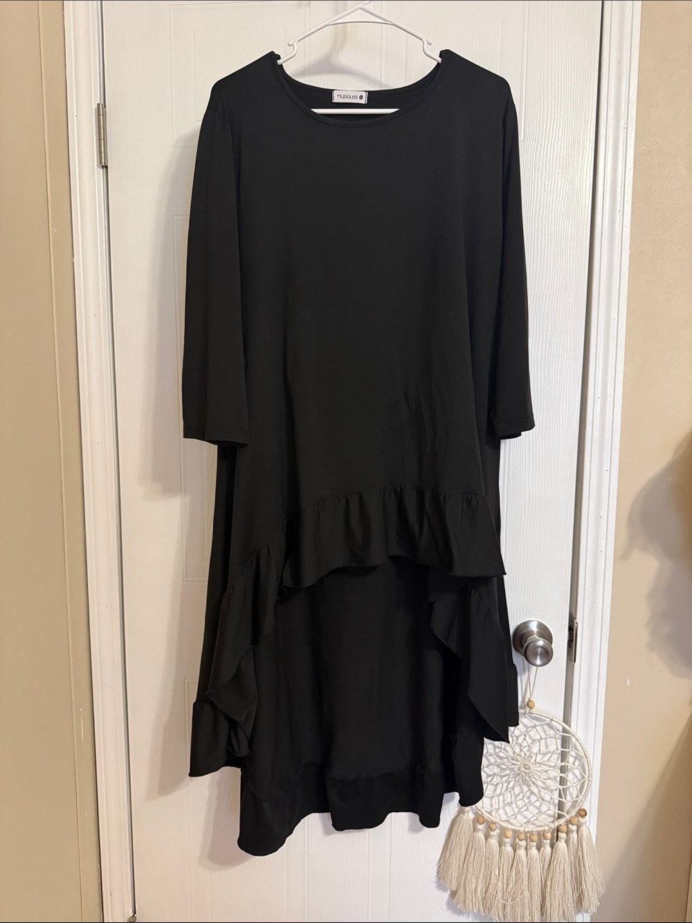 Nuggles Black Ruffle-Hem Tunic